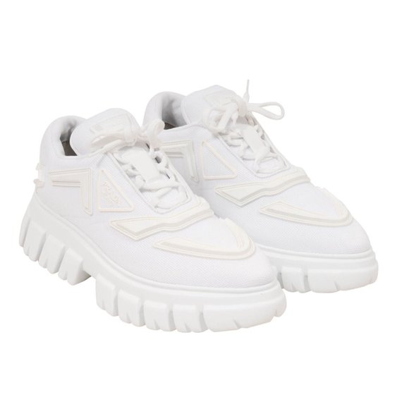 Prada Women Monolith Evolution Sneakers 41 US 11 White Chunky Platform Sole Shoe - Picture 1 of 8